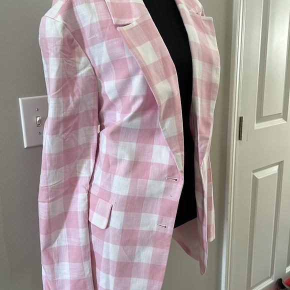 Eloquii Pink and White Checkered Blazer - Picture 2 of 9